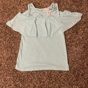 Teal shoulder less top